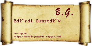 Bérdi Gusztáv névjegykártya